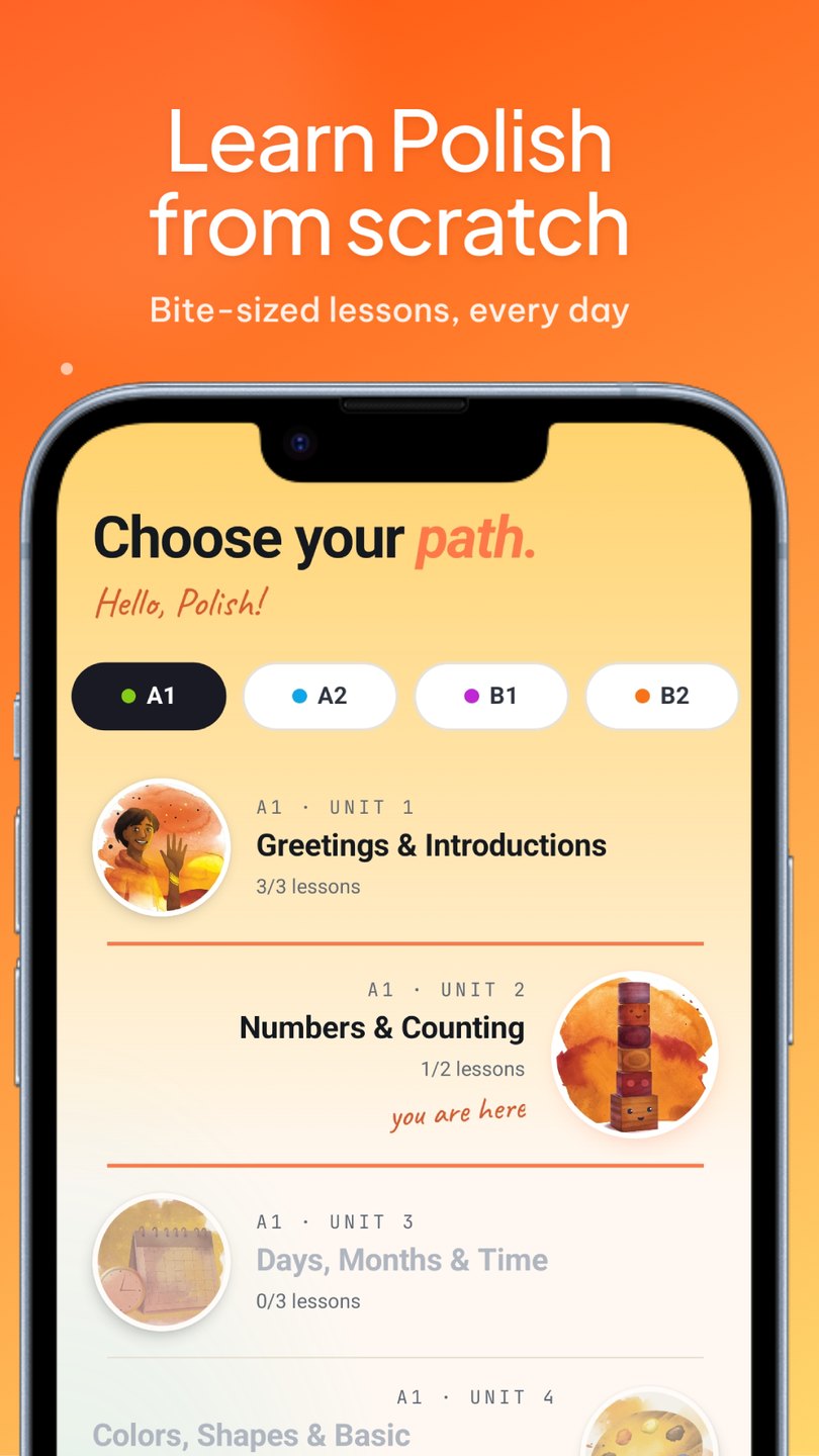LinguiSpark home screen, choose your CEFR path