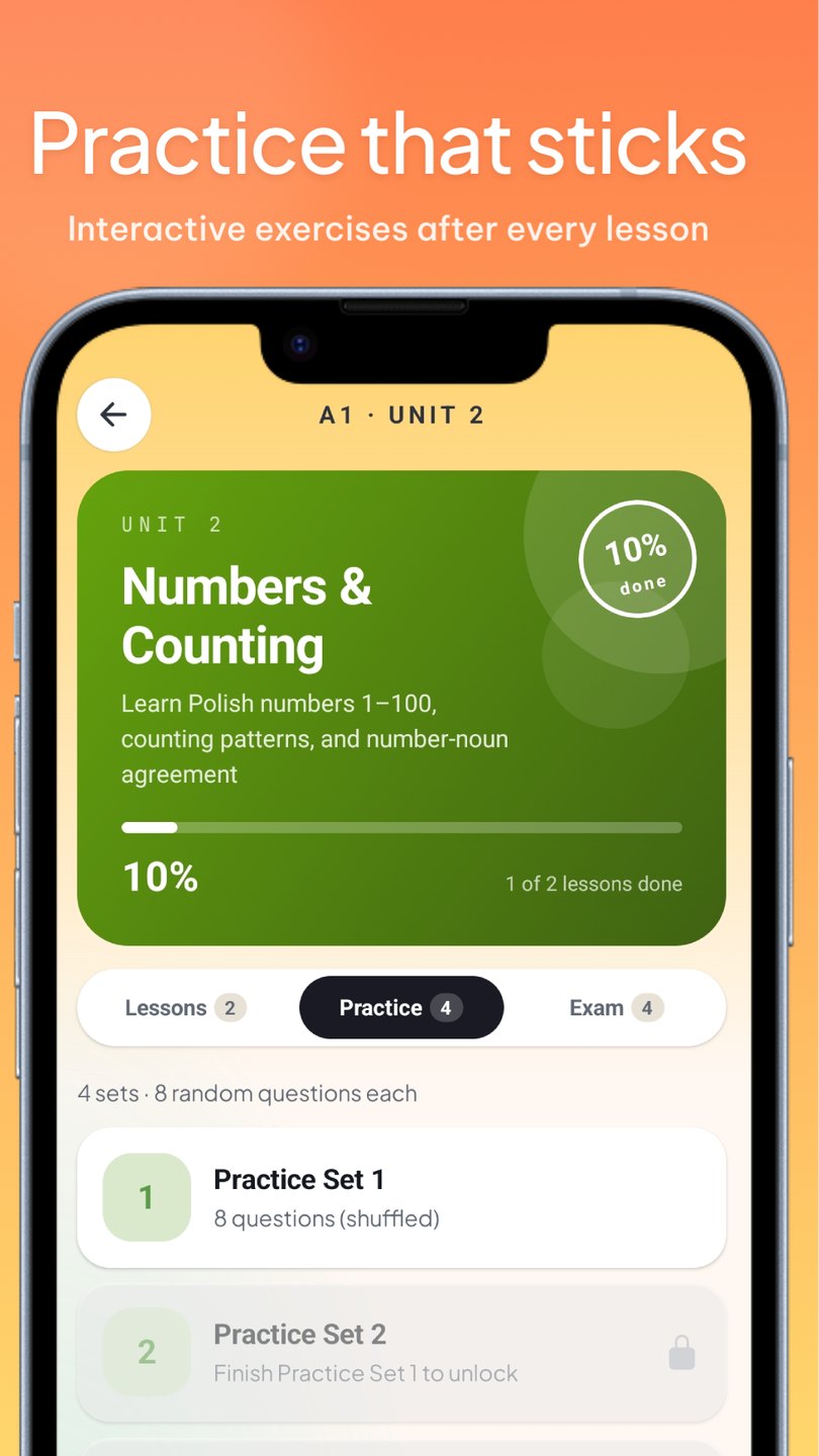 LinguiSpark multiple-choice exercise screen