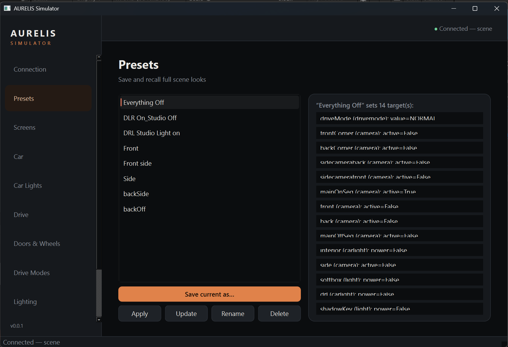Presets tab
