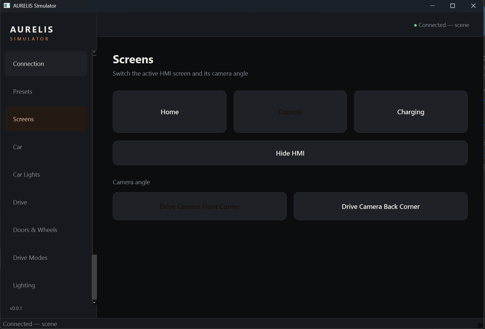 Screens tab